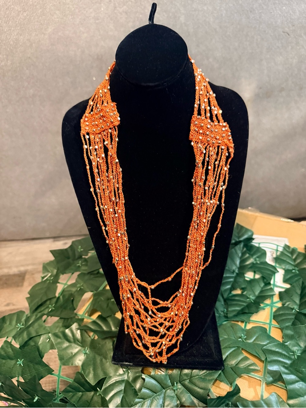 new directions Orange Multi-Strand Beaded Necklace with Sparkle Accents